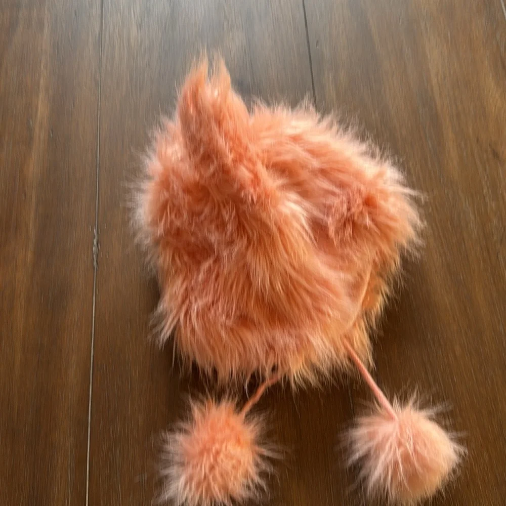 Appaman Girl's M(2Y/3Y/4Y) Rose Bloom Faux Fur Trapper Hat Cute Cat Ears Pom Pom
